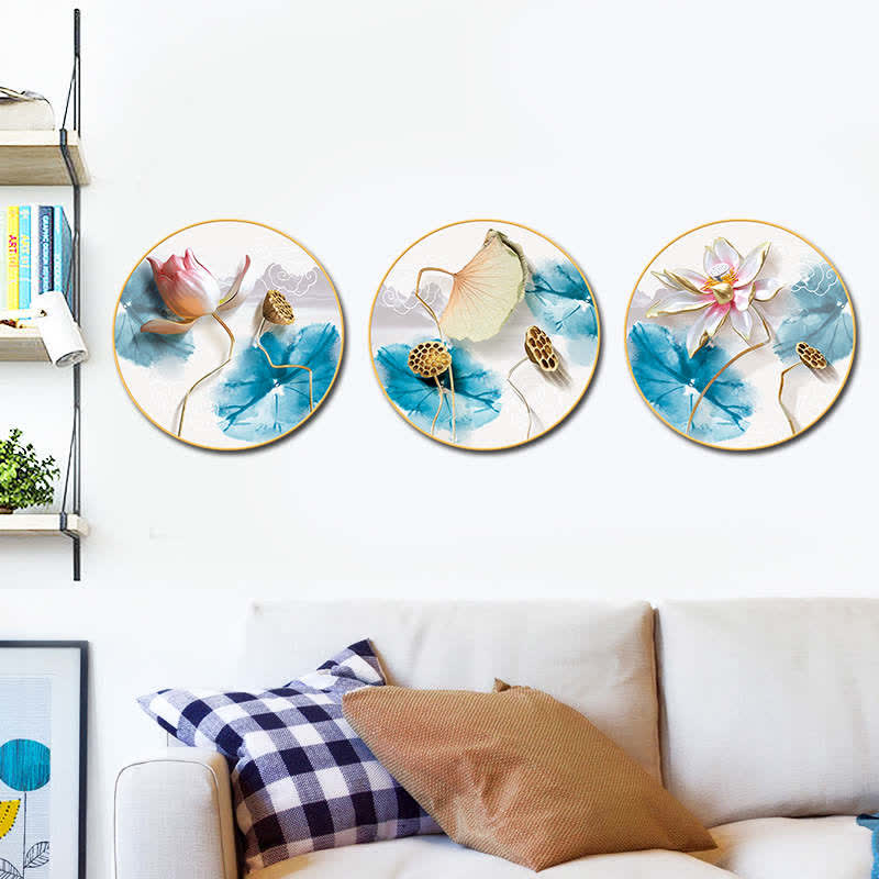 3 pezzi Adesivi murali per meditazione e illuminazione con fiori di loto - Image 3