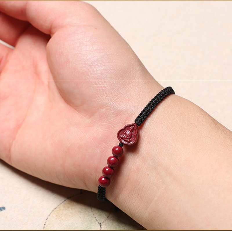 Bracciale con cordino di benedizione Buddha Stones che ride Buddha Avalokitesvara cinabro - Image 6