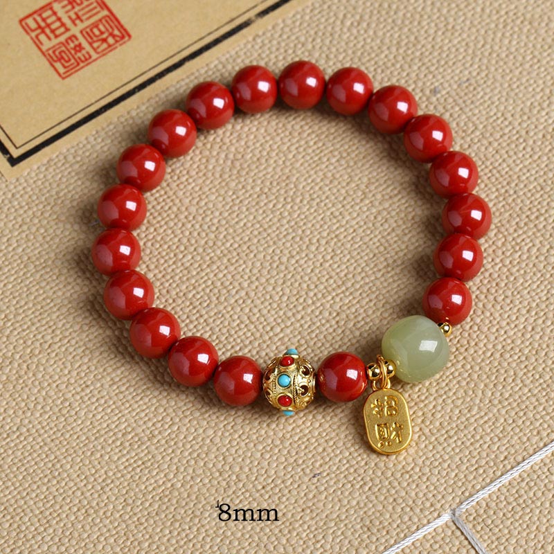 Braccialetto con ciondolo di protezione della fortuna in avventurina verde cinabro Buddha Stones - Image 13