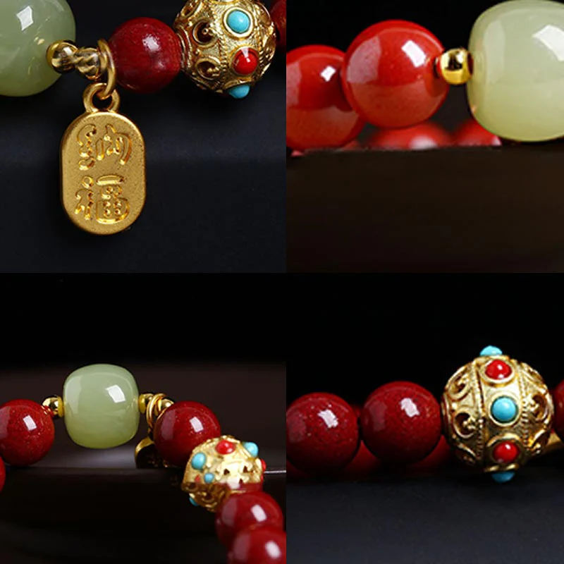 Braccialetto con ciondolo di protezione della fortuna in avventurina verde cinabro Buddha Stones - Image 18