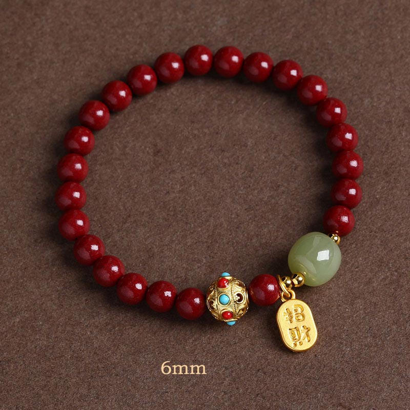 Braccialetto con ciondolo di protezione della fortuna in avventurina verde cinabro Buddha Stones - Image 3