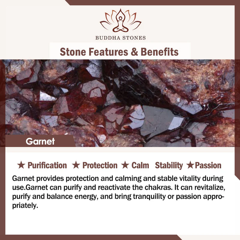 Braccialetto curativo in granato naturale Buddha Stones - Image 7