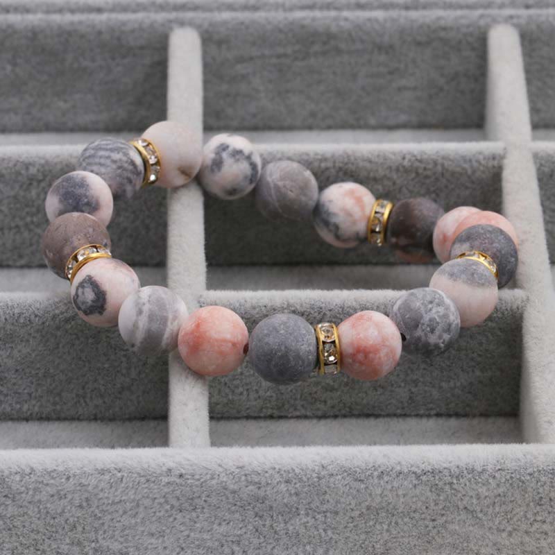 Braccialetto di perline di diaspro zebrato con cristalli curativi per ansia e stress Buddha Stones - Image 6