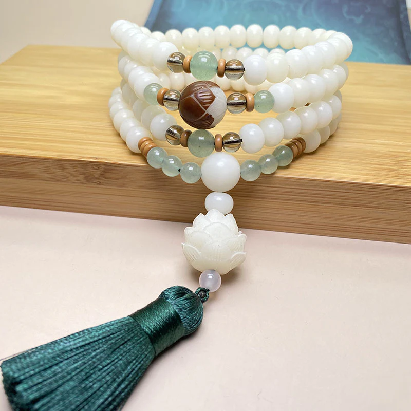 Braccialetto di protezione con 108 perle di Mala di semi di Bodhi bianchi Buddha Stones - Image 5