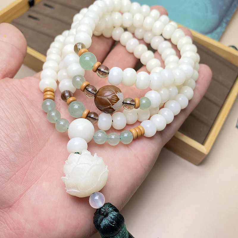 Braccialetto di protezione con 108 perle di Mala di semi di Bodhi bianchi Buddha Stones - Image 7