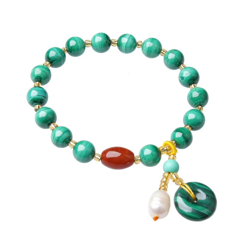 Braccialetto di protezione con perline di agata rossa e malachite naturale - Image 6
