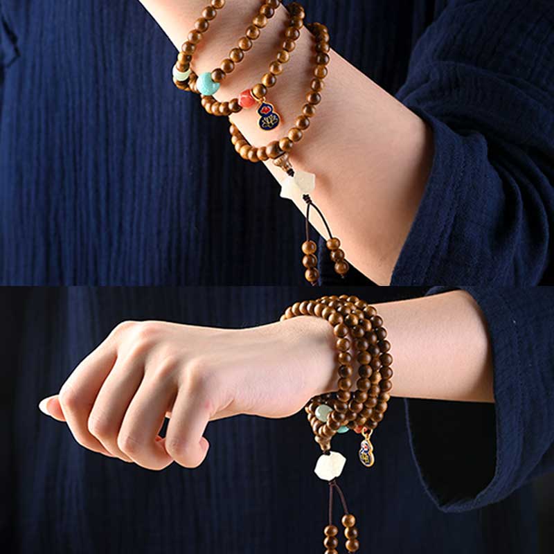 Braccialetto di protezione e calma in palissandro tibetano Buddha Stones Mala - Image 21
