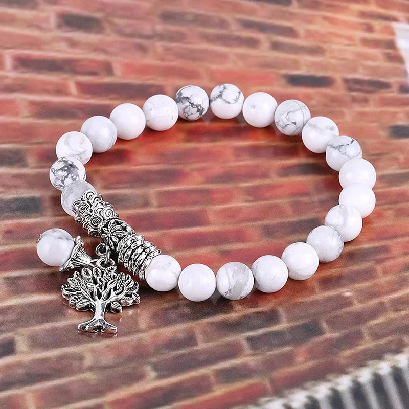 Braccialetto elastico portafortuna con albero della vita in pietra preziosa naturale Buddha Stones - Image 39