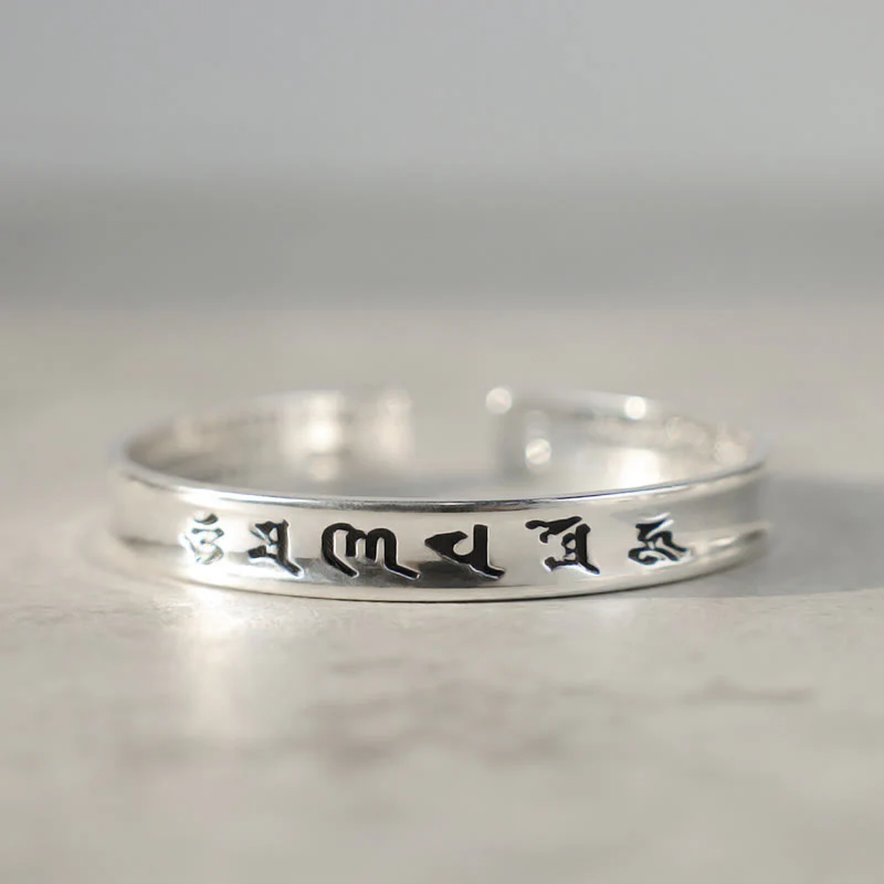 Braccialetto in rame bianco con mantra tibetano Buddha Stones - Image 3