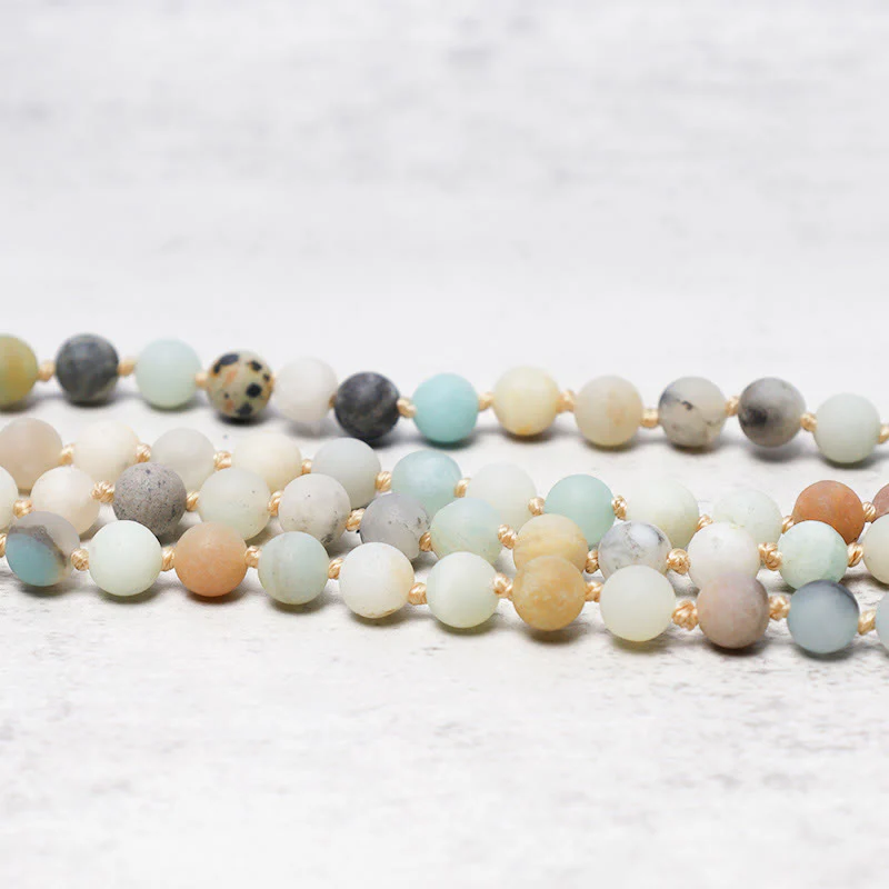 Braccialetto Mala con nappa in perle di amazzonite Buddha Stones 108 - Image 4