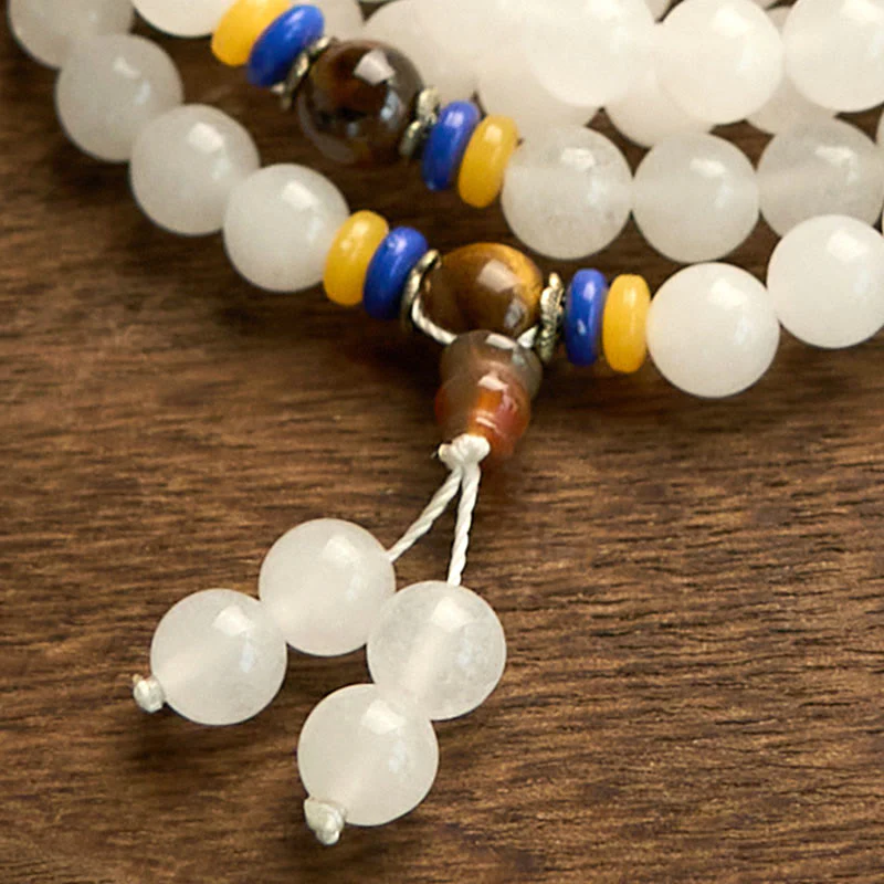 Braccialetto Buddha Stones con 108 perle Mala in quarzite naturale per la ricchezza e la fortuna - Image 14