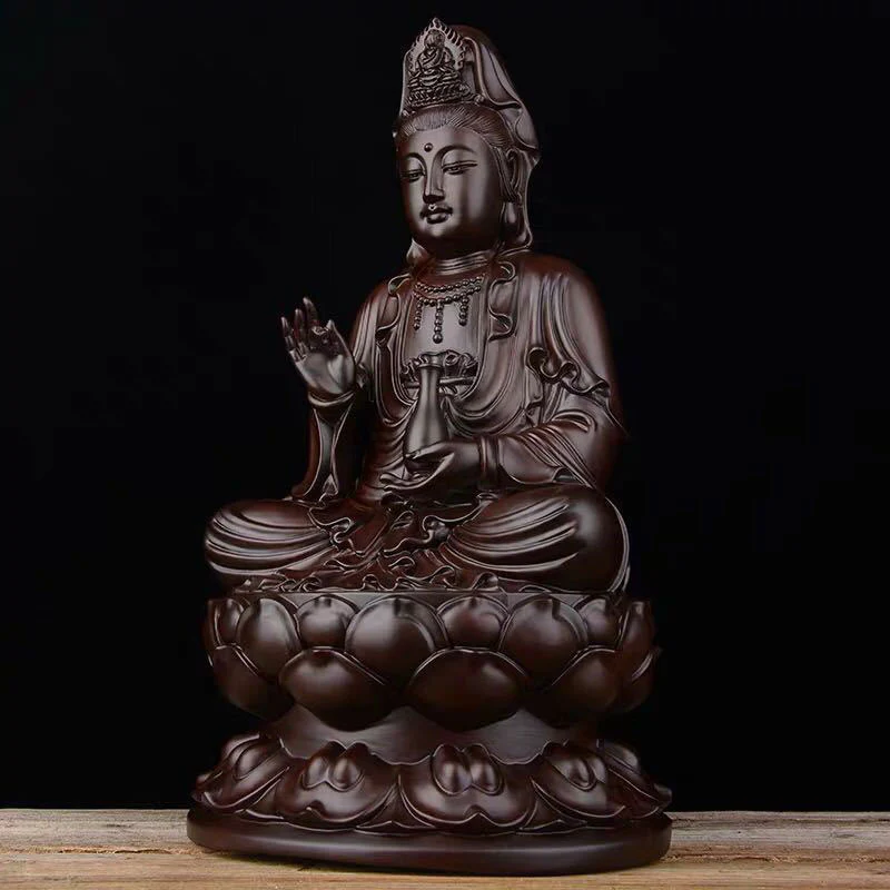 Buddha Stones Avalokitesvara Ebano Loto Armonia Benedizione Decorazione della casa - Image 3