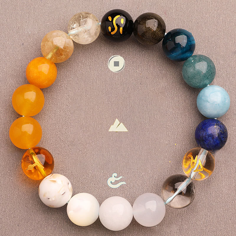 Buddha Stones Cinque Elementi Vari Agata Cristallo Pietra del Sole Bracciale della Saggezza - Image 13