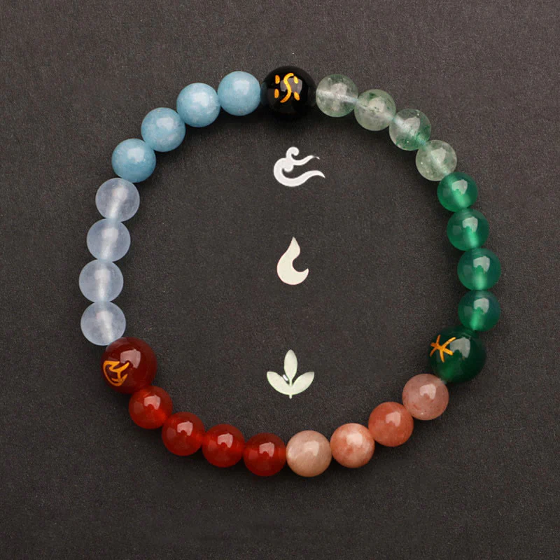 Buddha Stones Cinque Elementi Vari Agata Cristallo Pietra del Sole Bracciale della Saggezza - Image 37