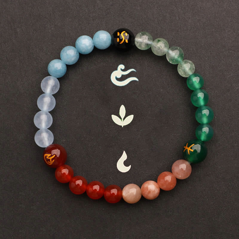 Buddha Stones Cinque Elementi Vari Agata Cristallo Verde Fragola Quarzo Pietra del Sole Bracciale Ricchezza - Image 36