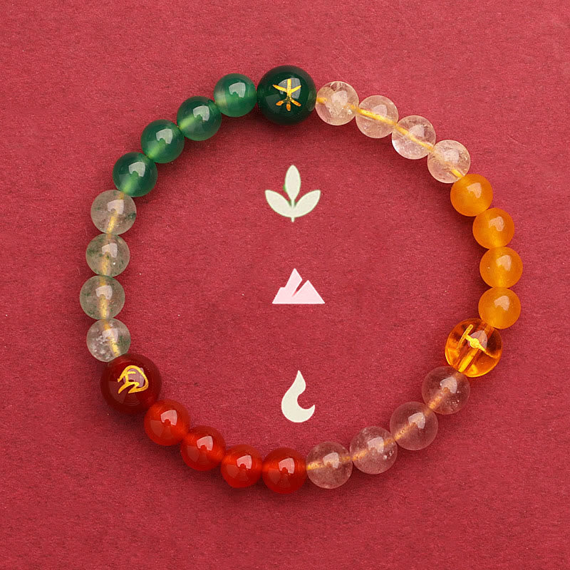 Buddha Stones Cinque Elementi Vari Agata Cristallo Verde Fragola Quarzo Pietra del Sole Bracciale Ricchezza - Image 4
