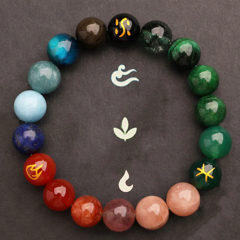 Buddha Stones Cinque Elementi Vari Agata Cristallo Verde Fragola Quarzo Pietra del Sole Bracciale Ricchezza - Image 43