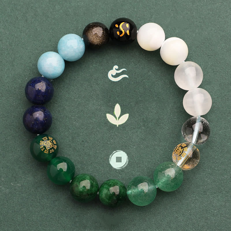 Buddha Stones Cinque Elementi Vari Agata Cristallo Verde Fragola Quarzo Pietra del Sole Bracciale Ricchezza - Image 50