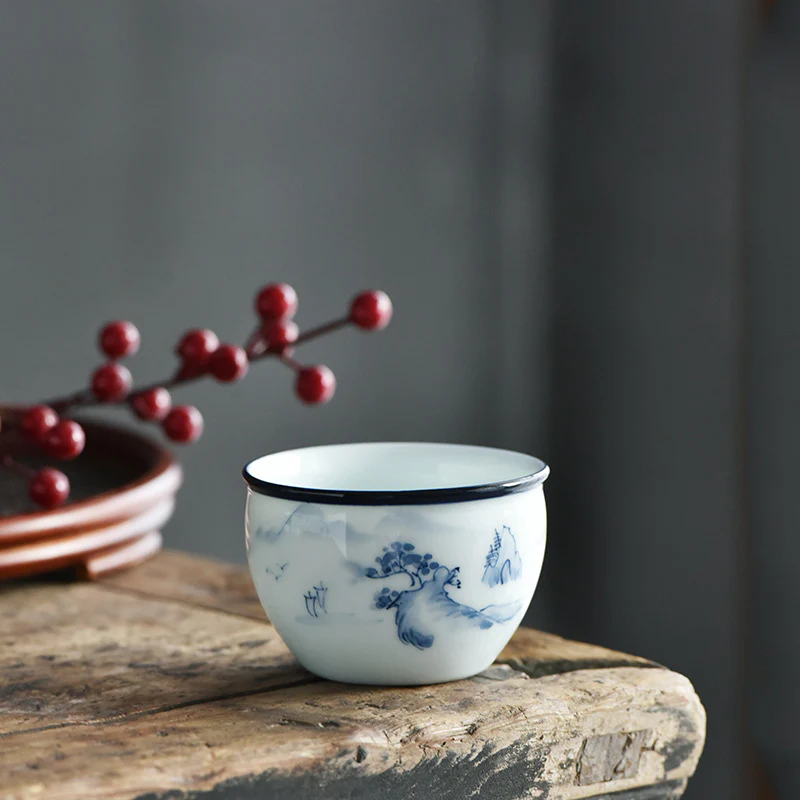 Buddha Stones Koi Pesce Fiore di Loto Foglia Montagne Albero Tazza da Tè in Ceramica Tazza da Tè Kung Fu 130ml - Image 14