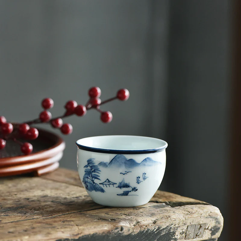 Buddha Stones Koi Pesce Fiore di Loto Foglia Montagne Albero Tazza da Tè in Ceramica Tazza da Tè Kung Fu 130ml - Image 9