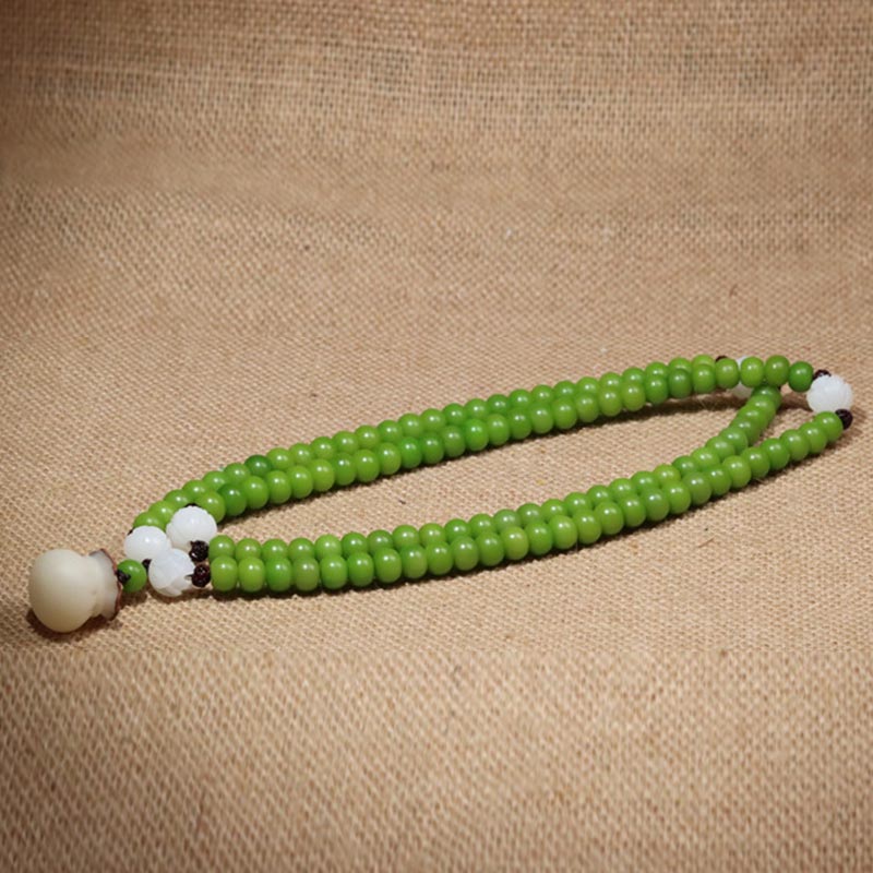 Buddha Stones Natural Bodhi Seed 108 Perline Mala Braccialetto della Saggezza - Image 3