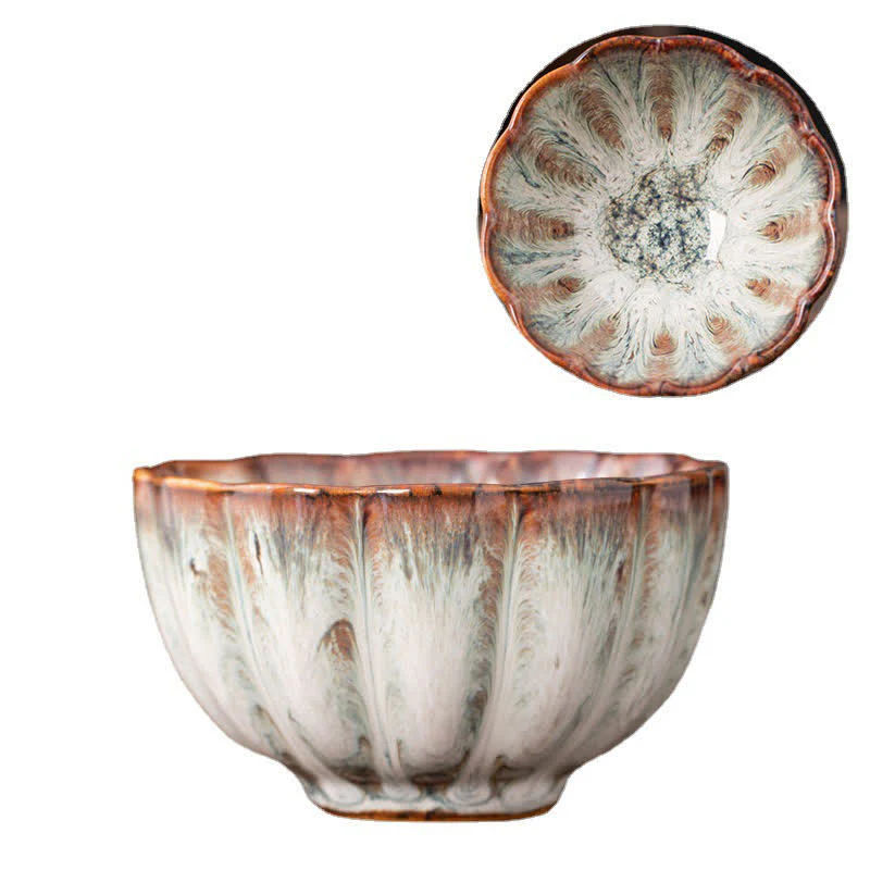 Buddha Stones Peach Blossom Pattern Tazza da tè in ceramica Tazze da tè a forma di fiore - Image 17