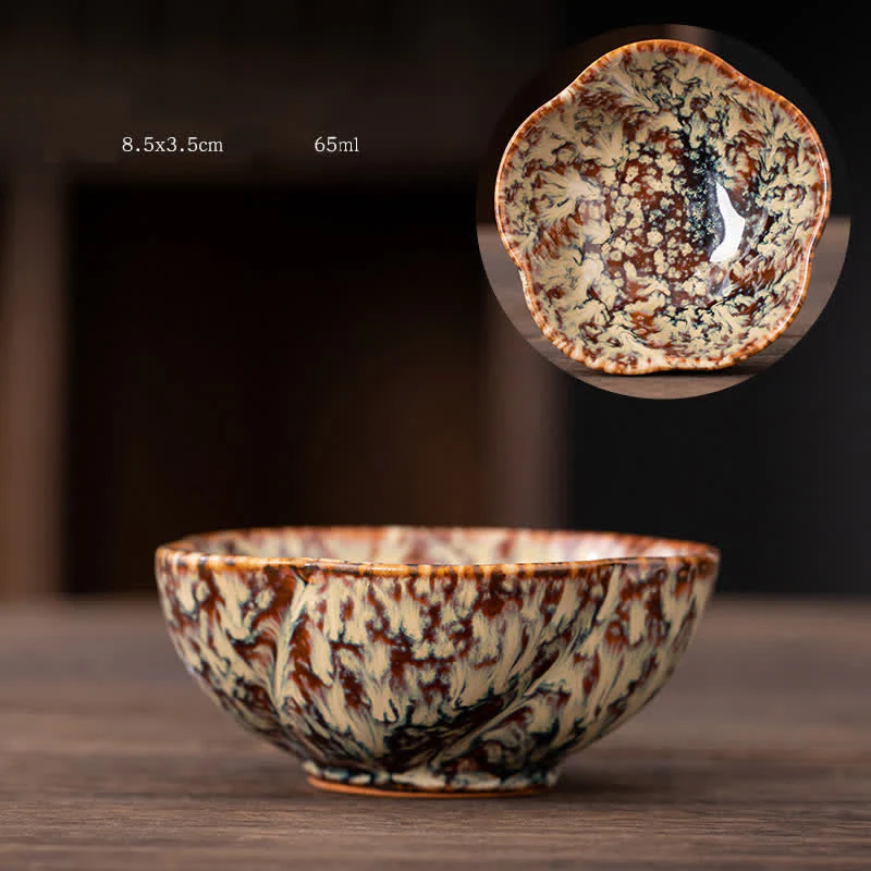Buddha Stones Peach Blossom Pattern Tazza da tè in ceramica Tazze da tè a forma di fiore - Image 3