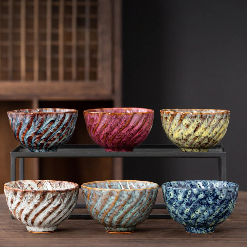 Buddha Stones Peach Blossom Pattern Tazza da tè in ceramica Tazze da tè a forma di fiore - Image 9