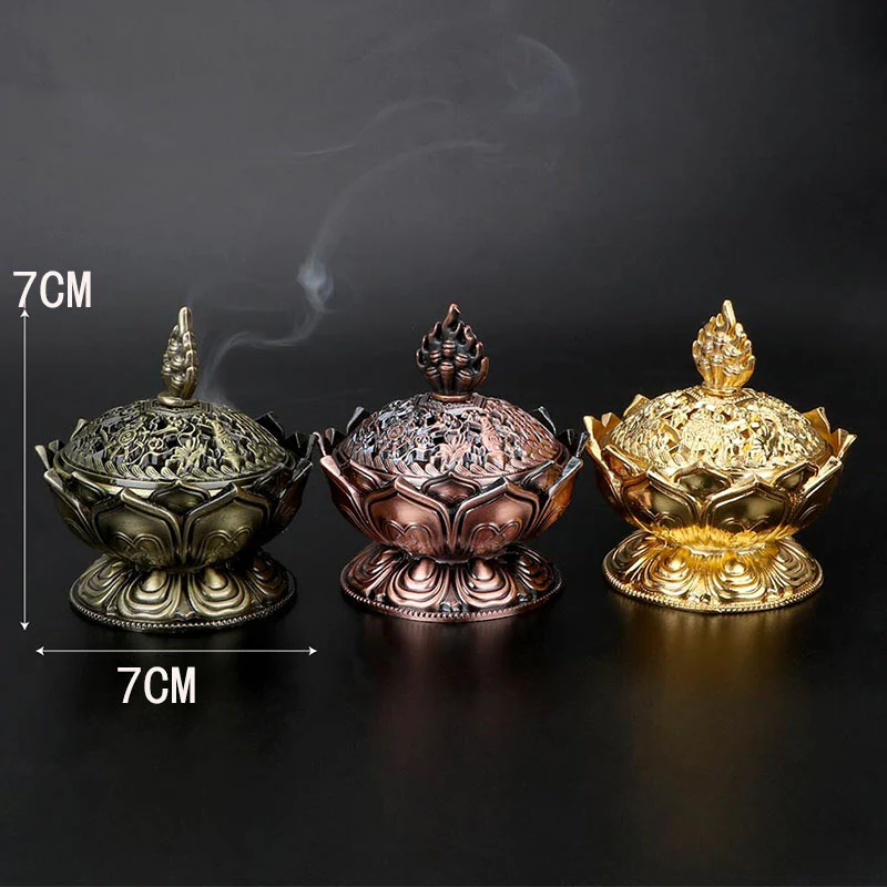 Buddha Stones Tibetano a Forma di Loto Bruciatore di Incenso Purificato - Image 3