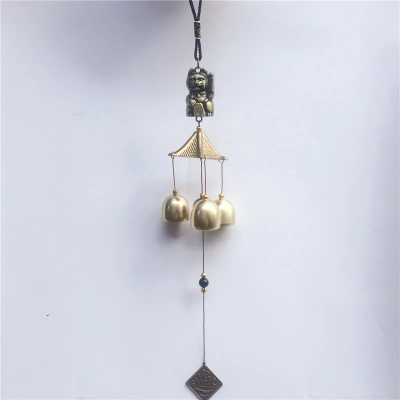 Campanello da parete con gatto di buona fortuna, decorazione per la casa fatta a mano in rame - Image 5