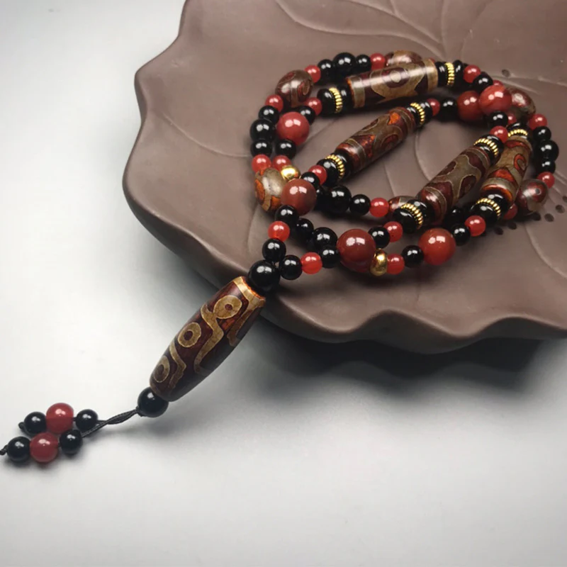 Collana di Buddha Stones perline Dzi a nove occhi, agata rossa, ricchezza e salute - Image 3