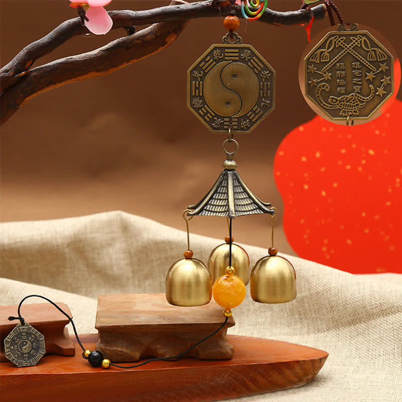 Feng Shui moneta di rame pesce Koi Bagua Kirin campanello a vento campana fortuna decorazione da appendere alla parete - Image 3
