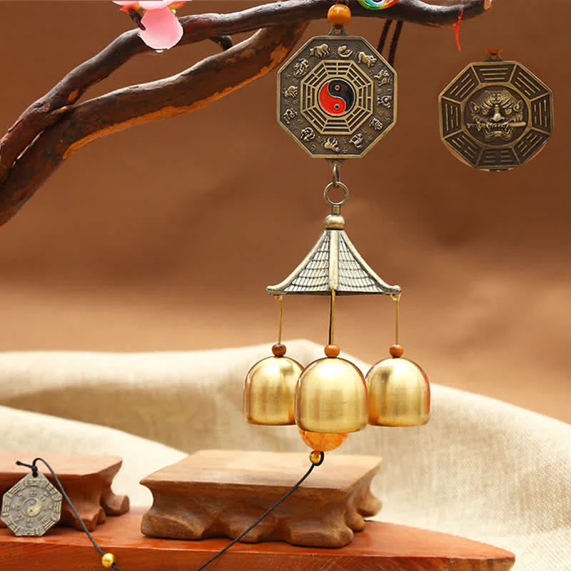 Feng Shui moneta di rame pesce Koi Bagua Kirin campanello a vento campana fortuna decorazione da appendere alla parete - Image 4