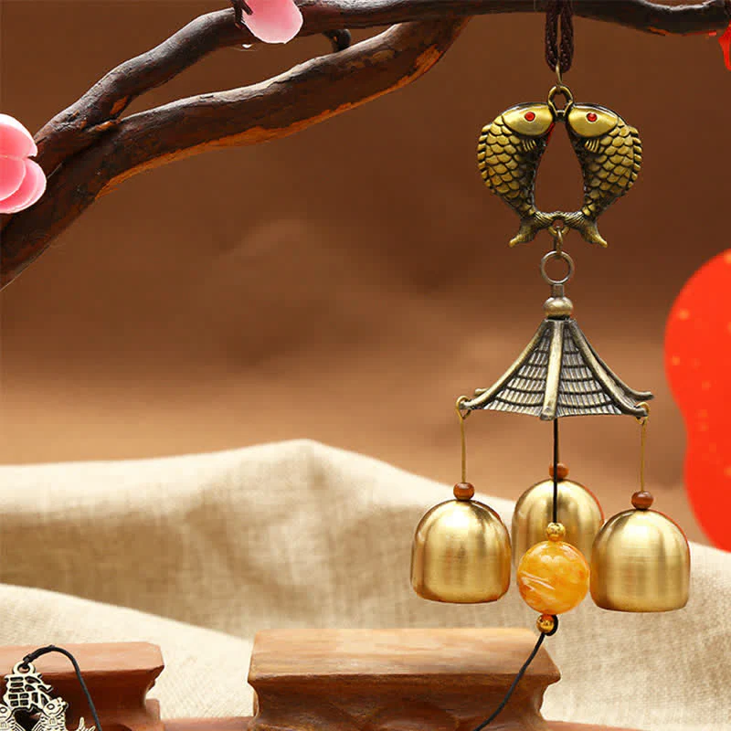 Feng Shui moneta di rame pesce Koi Bagua Kirin campanello a vento campana fortuna decorazione da appendere alla parete - Image 5