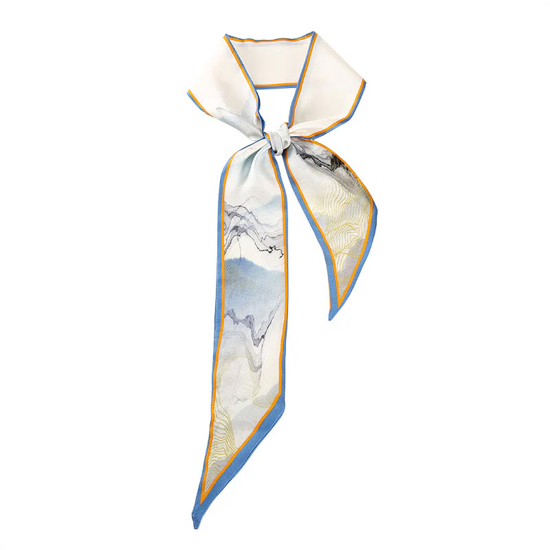 Foulard per capelli in seta 100% gelso Twilly, motivo floreale , Buddha Stones , affreschi di Dunhuang, montagne, tramonto - Image 17