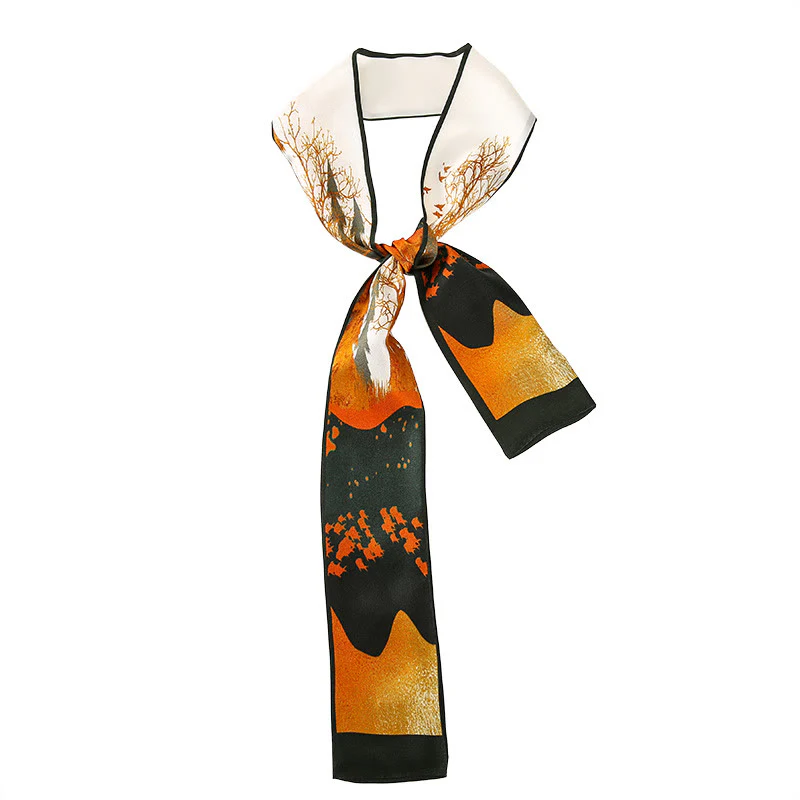 Foulard per capelli in seta 100% gelso Twilly, motivo floreale , Buddha Stones , affreschi di Dunhuang, montagne, tramonto - Image 22