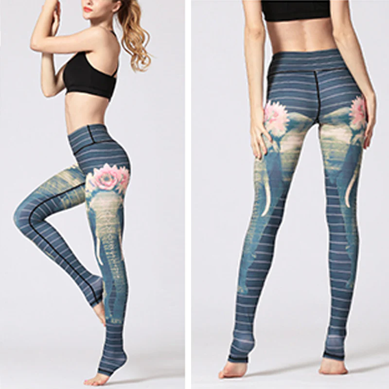 Pantaloni da yoga da donna con stampa floreale e fiori di loto e Buddha Stones - Image 27