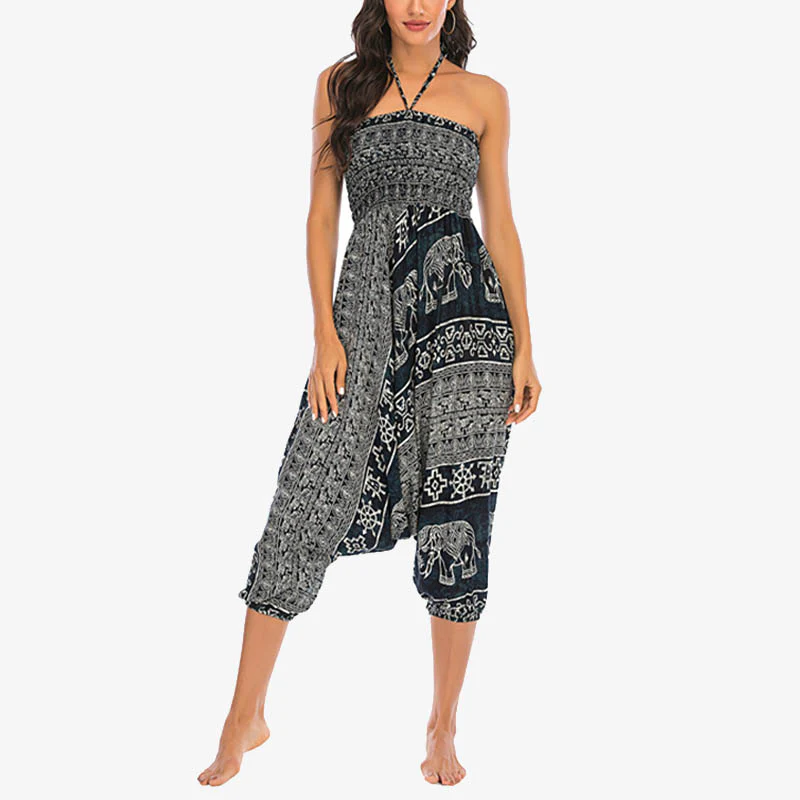 Pantaloni harem larghi e arricciati con motivo a elefante, tuta da yoga da donna, stile Buddha Stones, due stili - Image 28