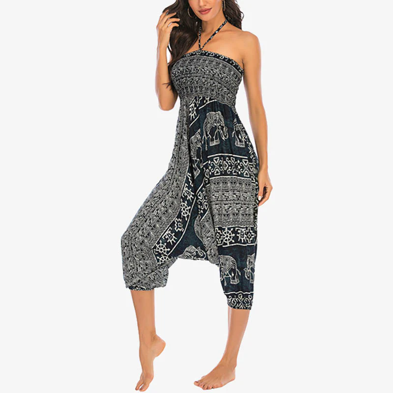 Pantaloni harem larghi e arricciati con motivo a elefante, tuta da yoga da donna, stile Buddha Stones, due stili - Image 29