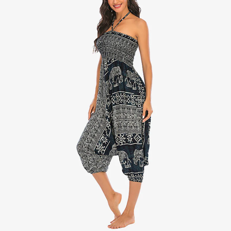 Pantaloni harem larghi e arricciati con motivo a elefante, tuta da yoga da donna, stile Buddha Stones, due stili - Image 30