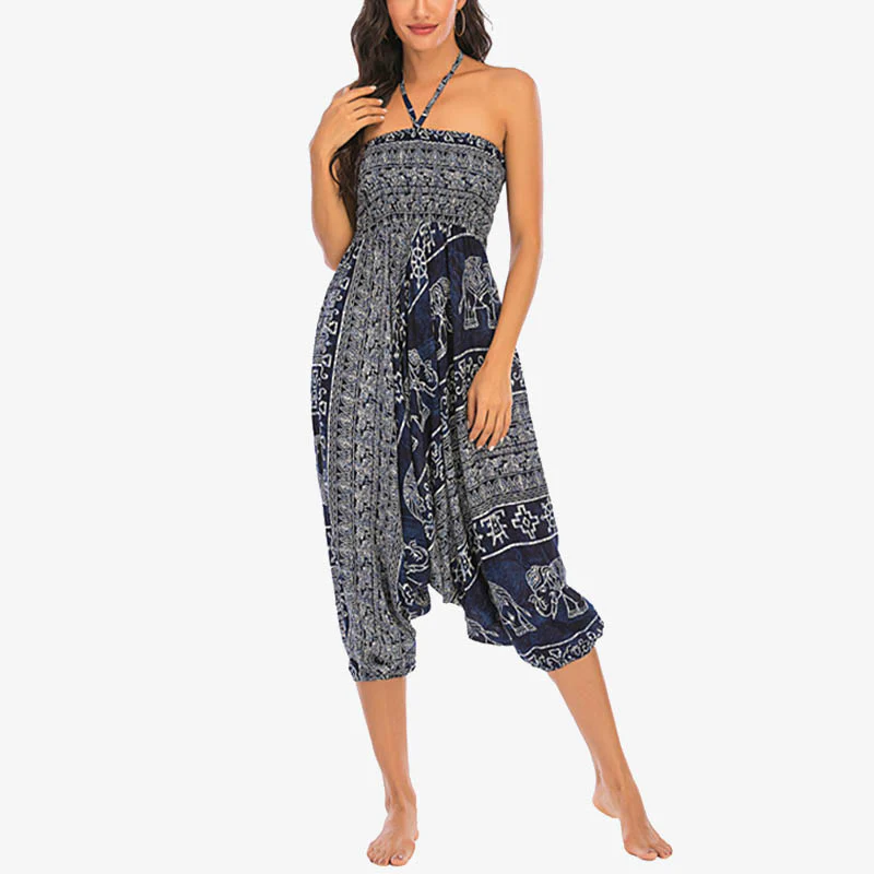 Pantaloni harem larghi e arricciati con motivo a elefante, tuta da yoga da donna, stile Buddha Stones, due stili - Image 39