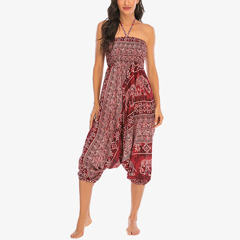 Pantaloni harem larghi e arricciati con motivo a elefante, tuta da yoga da donna, stile Buddha Stones, due stili - Image 7