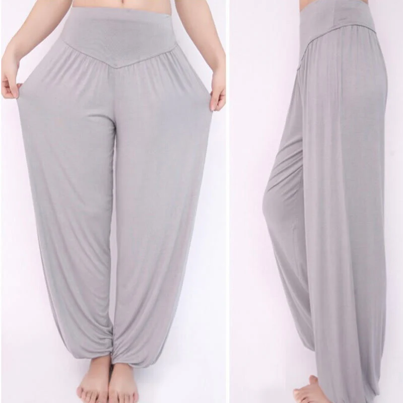 Pantaloni lunghi harem da yoga e danza in tinta unita Buddha Stones - Image 11