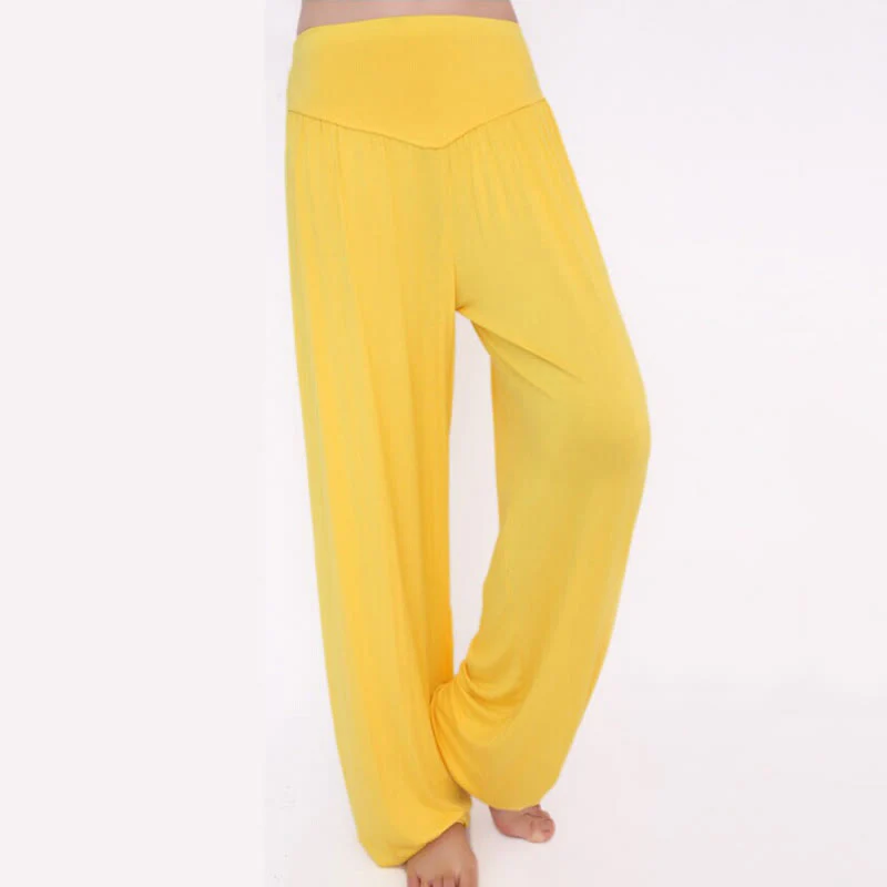 Pantaloni lunghi harem da yoga e danza in tinta unita Buddha Stones - Image 49