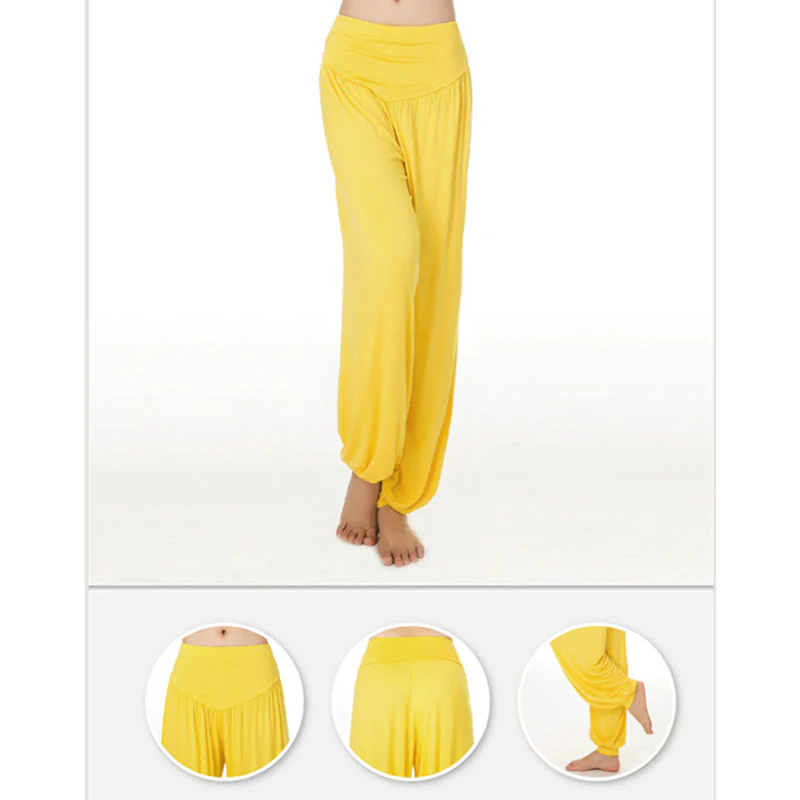 Pantaloni lunghi harem da yoga e danza in tinta unita Buddha Stones - Image 51