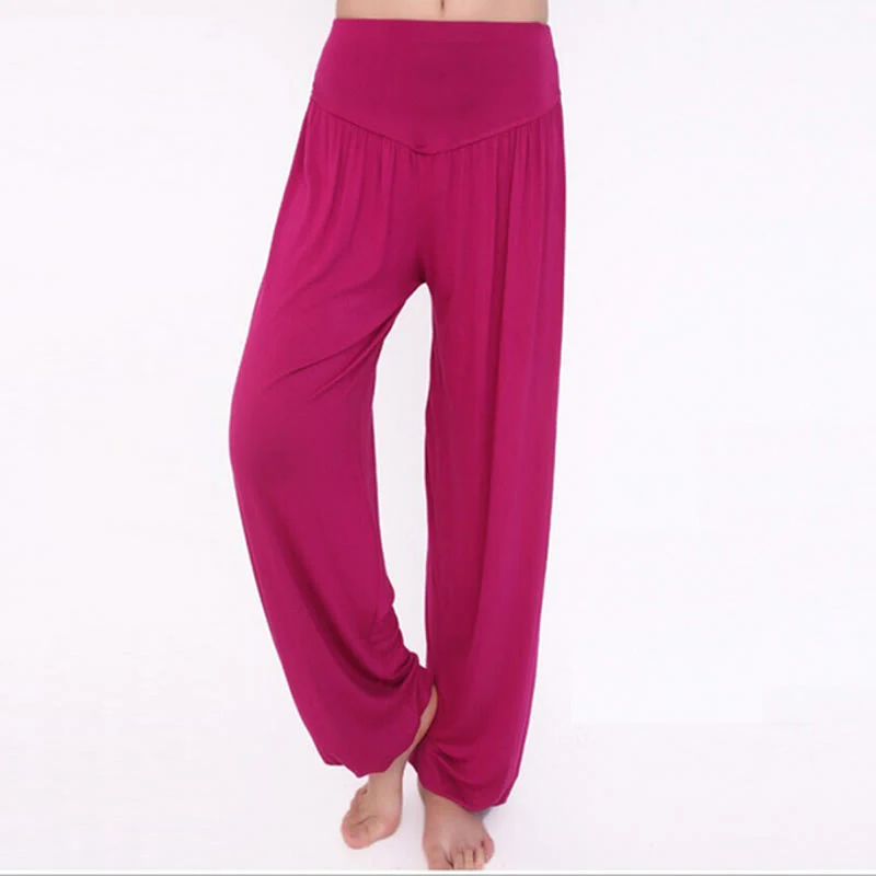 Pantaloni lunghi harem da yoga e danza in tinta unita Buddha Stones - Image 52