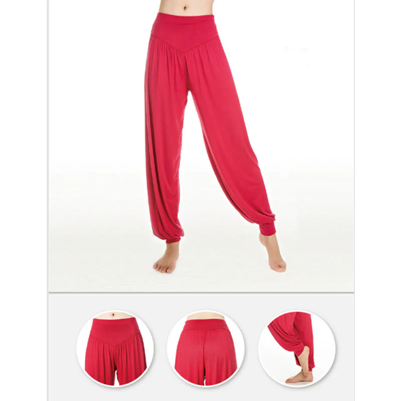 Pantaloni lunghi harem da yoga e danza in tinta unita Buddha Stones - Image 7