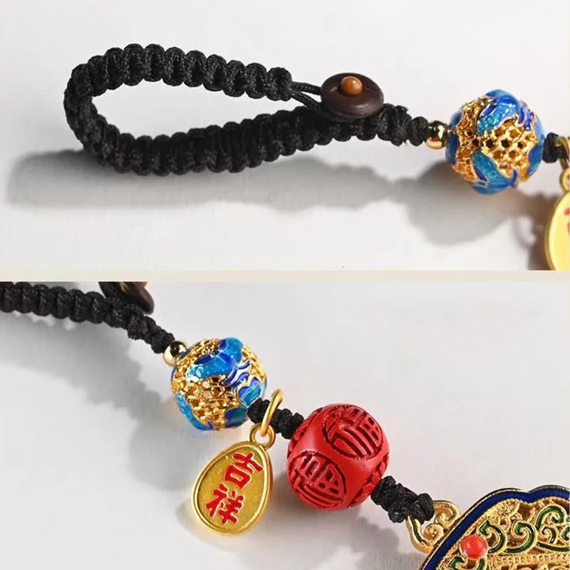 Portachiavi con ciondolo a forma Buddha Stones Fu Character Blessing Ruyi - Image 8