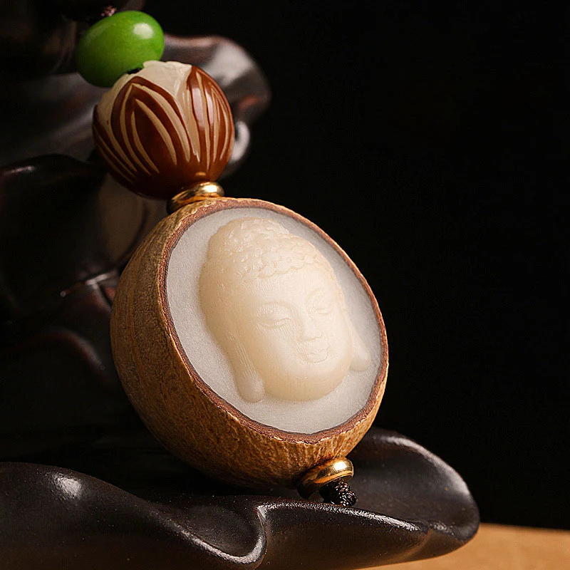 Portachiavi con decorazione Buddha Stones semi di Bodhi - Image 8
